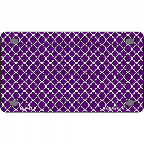 Purple White Quatrefoil Metal Novelty License Plate 4" x 2.2" (MLP)