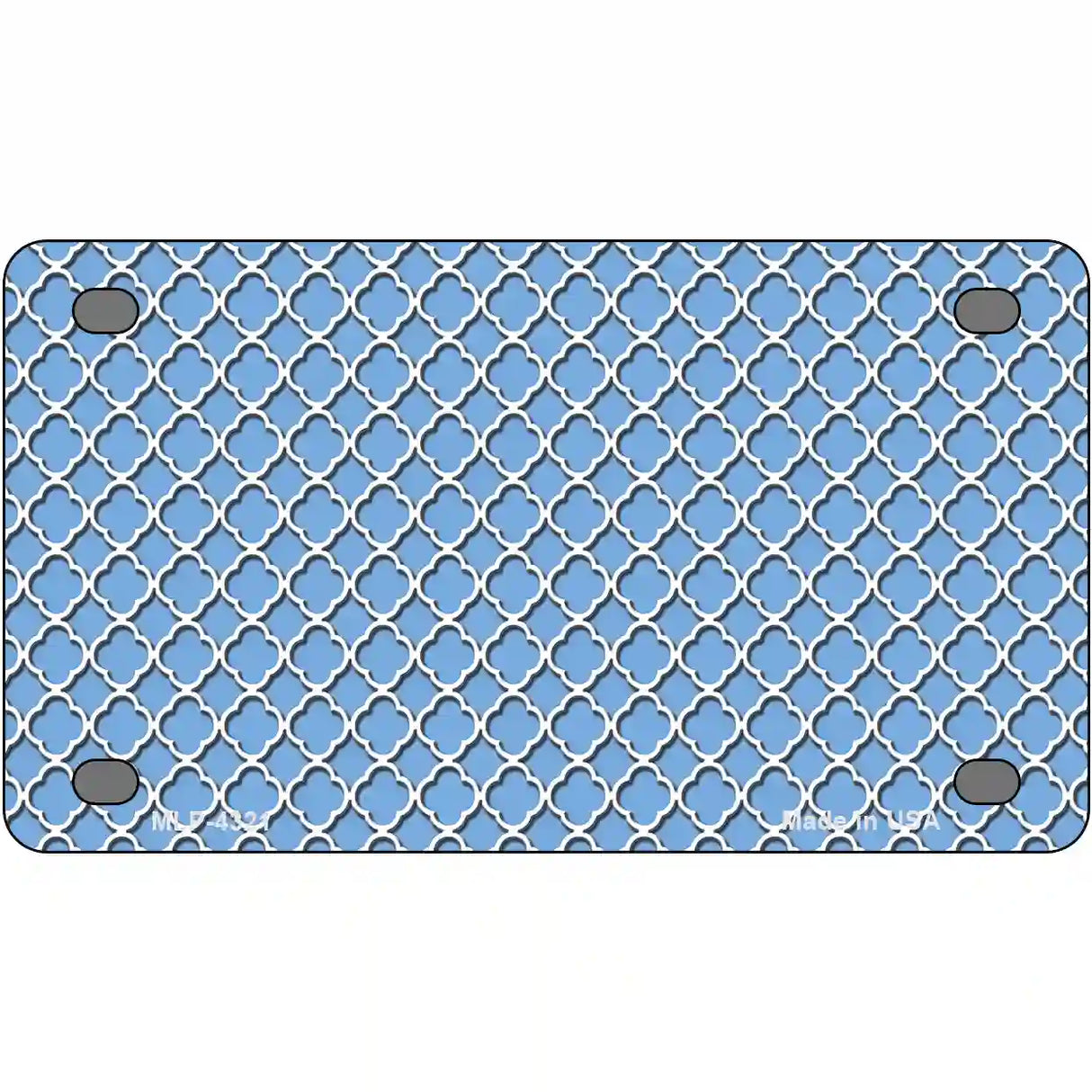 Light Blue White Quatrefoil Metal Novelty License Plate 4" x 2.2" (MLP)