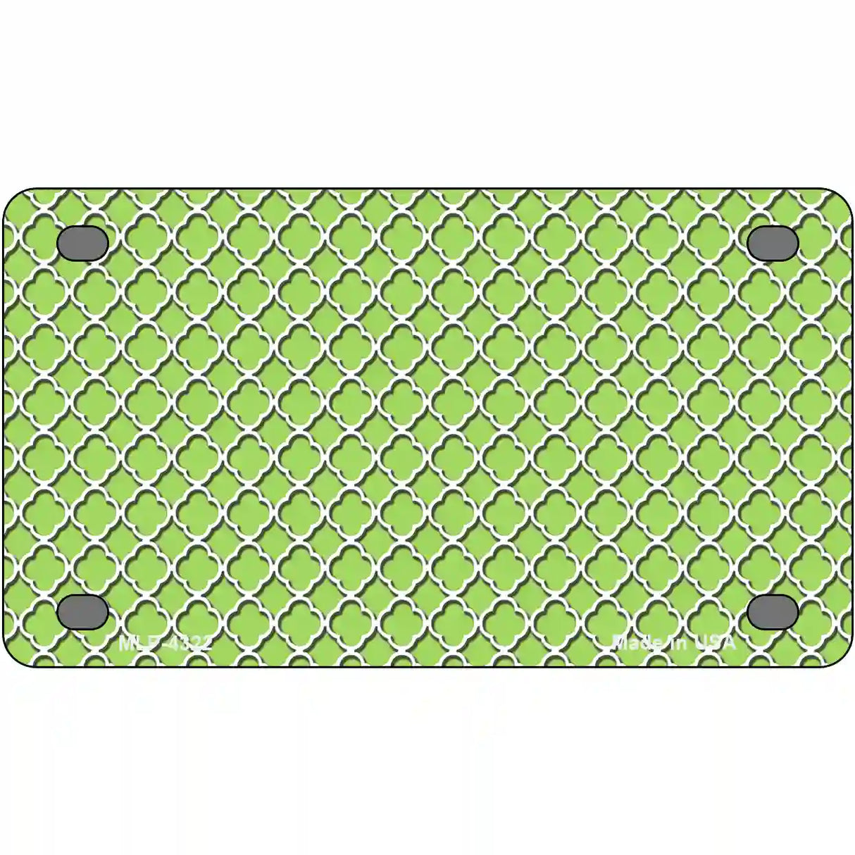 Lime Green White Quatrefoil Metal Novelty License Plate 4" x 2.2" (MLP)