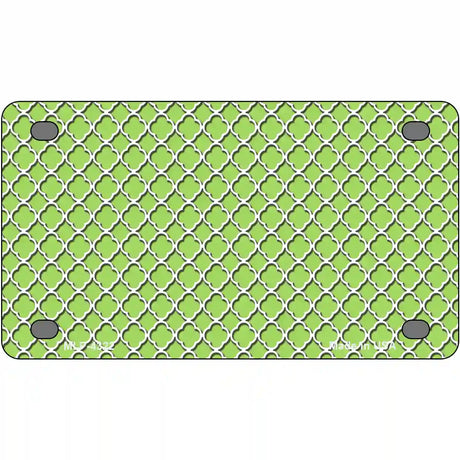 Lime Green White Quatrefoil Metal Novelty License Plate 4" x 2.2" (MLP)