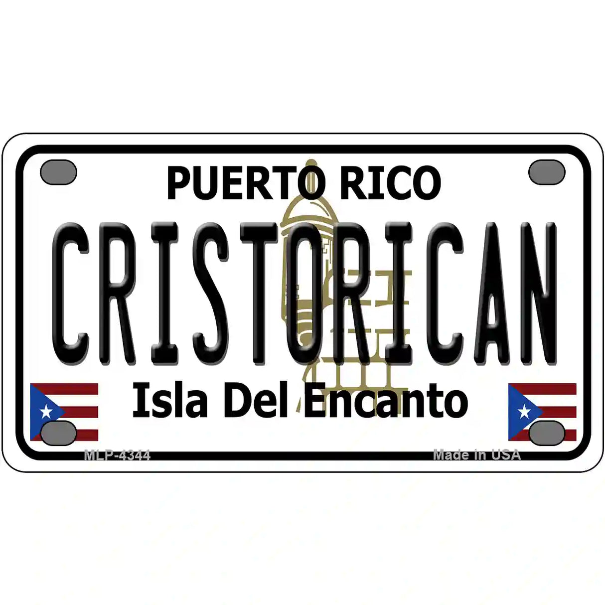 Cristorican Puerto Rico Metal Novelty License Plate 4" x 2.2" (MLP)