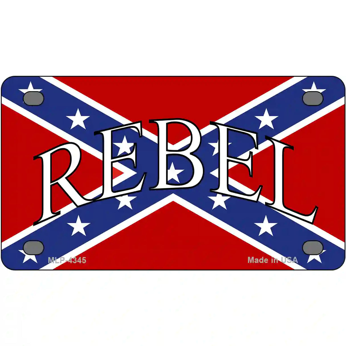 Rebel Confederate Flag Metal Novelty License Plate 4" x 2.2" (MLP)