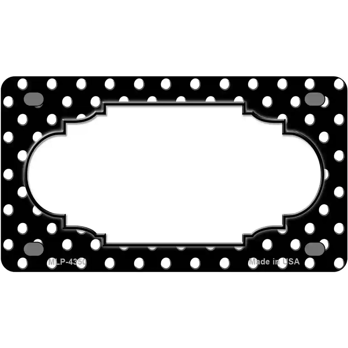 Scallop Black White Polka Dot Metal Novelty License Plate 4" x 2.2" (MLP)