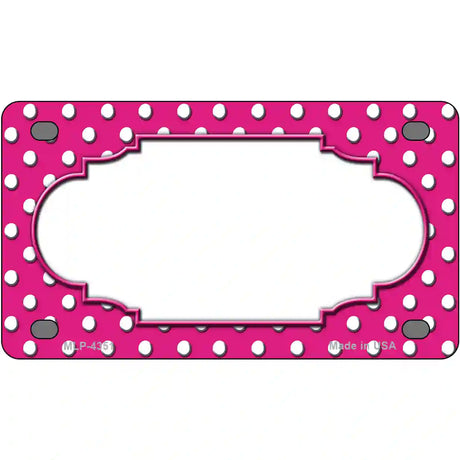 Scallop Pink White Polka Dot Metal Novelty License Plate 4" x 2.2" (MLP)