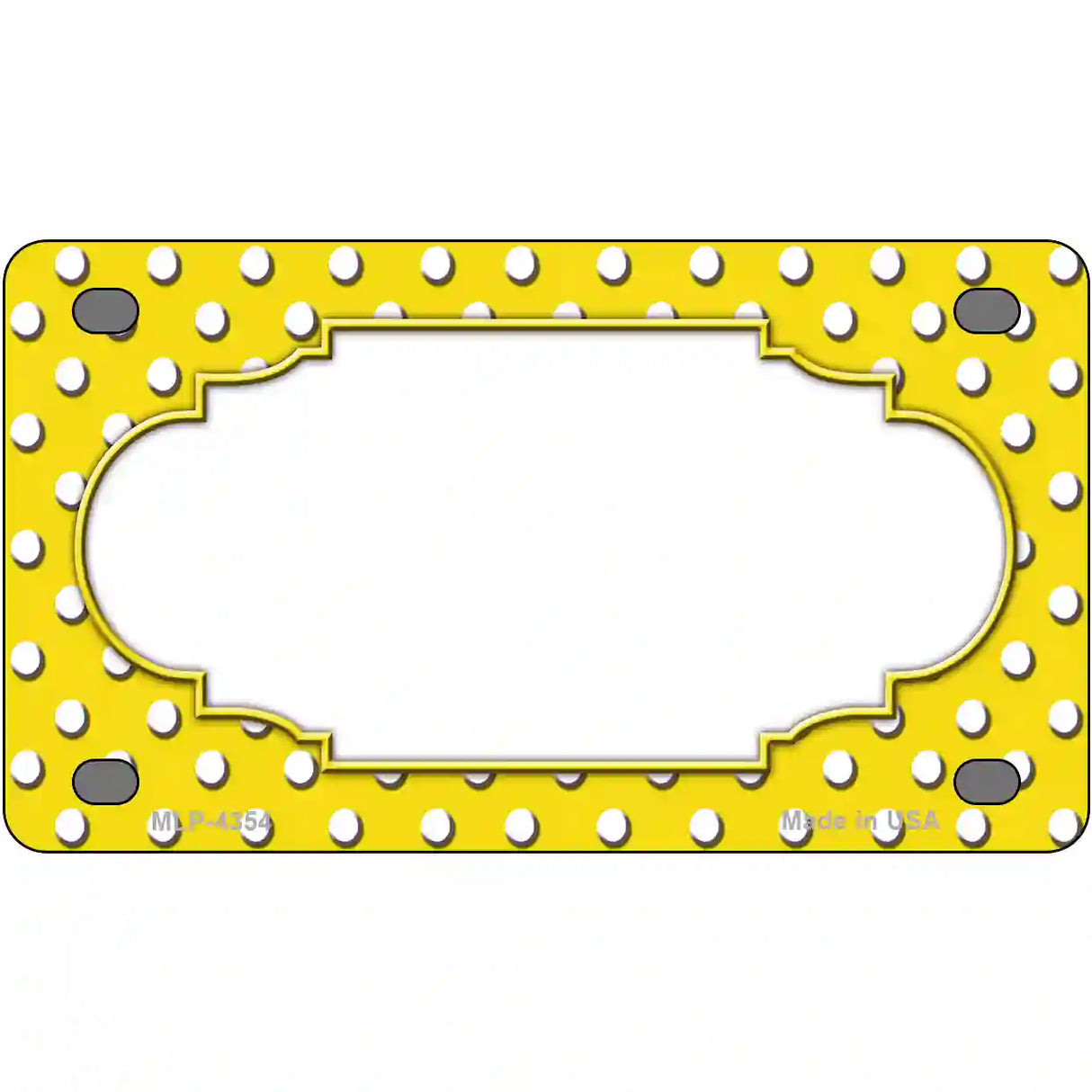 Scallop Yellow White Polka Dot Metal Novelty License Plate 4" x 2.2" (MLP)