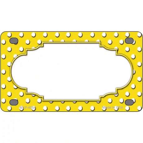 Scallop Yellow White Polka Dot Metal Novelty License Plate 4" x 2.2" (MLP)