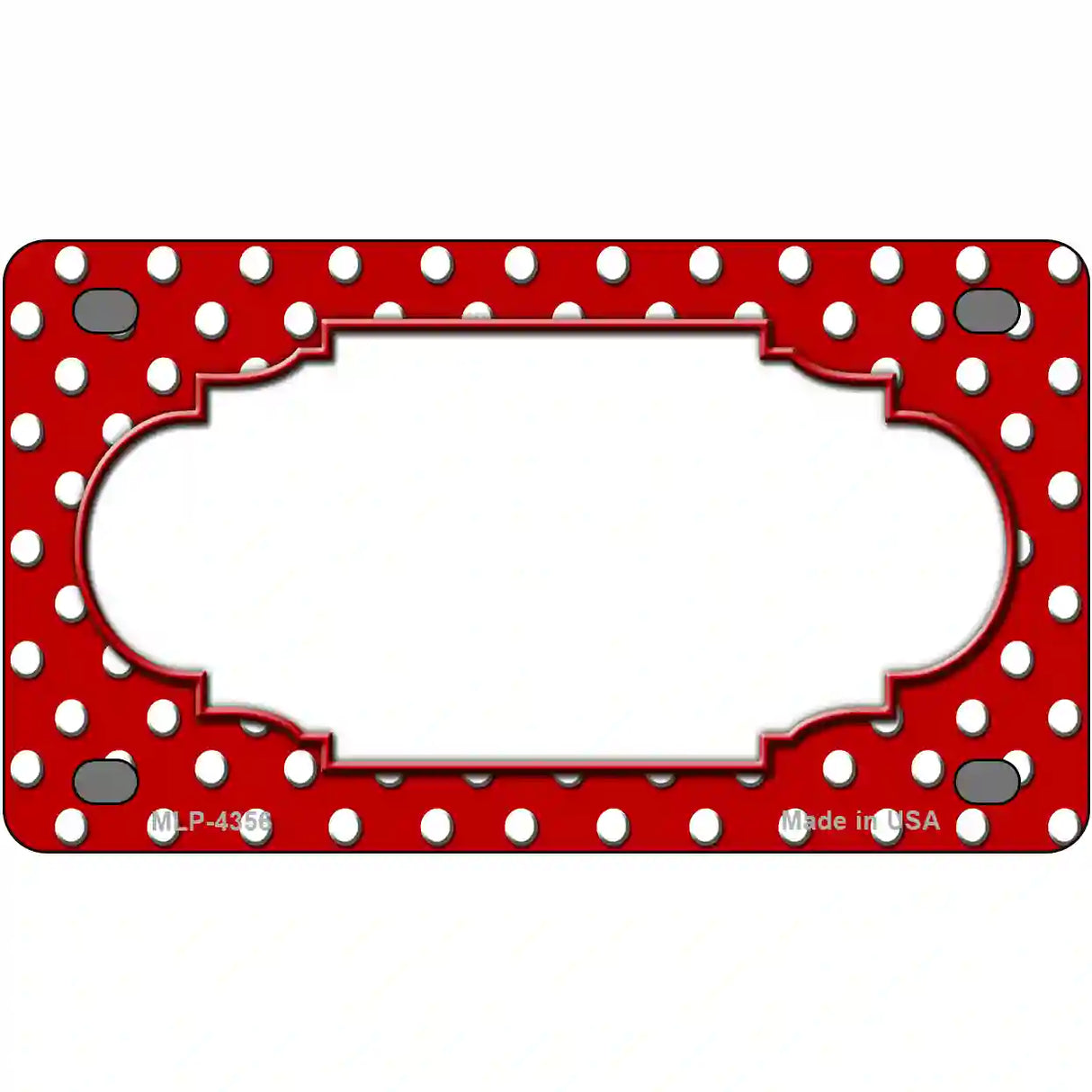 Scallop Red White Polka Dot Metal Novelty License Plate 4" x 2.2" (MLP)