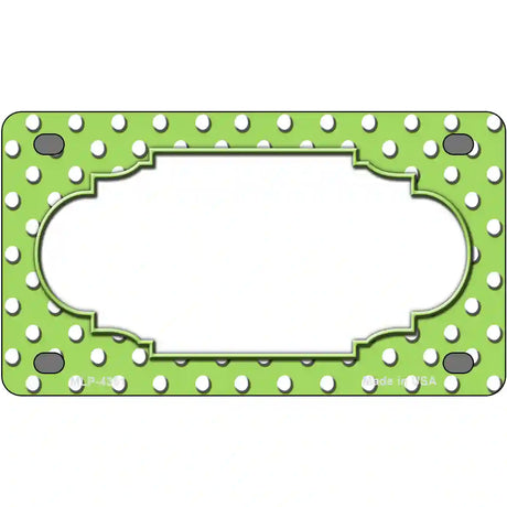 Scallop Lime Green White Polka Dot Metal Novelty License Plate 4" x 2.2" (MLP)