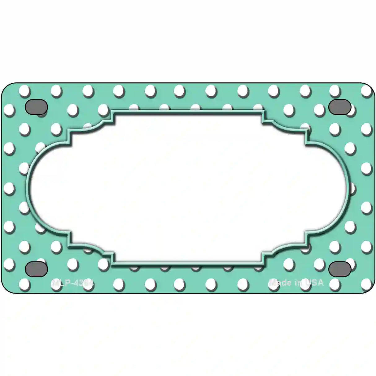 Scallop Mint White Polka Dot Metal Novelty License Plate 4" x 2.2" (MLP)