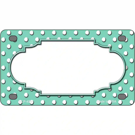 Scallop Mint White Polka Dot Metal Novelty License Plate 4" x 2.2" (MLP)