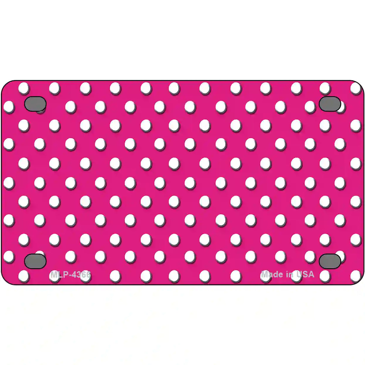 Pink White Polka Dot Metal Novelty License Plate 4" x 2.2" (MLP)