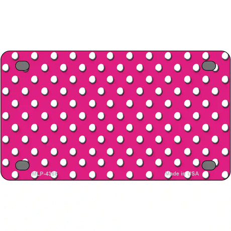 Pink White Polka Dot Metal Novelty License Plate 4" x 2.2" (MLP)