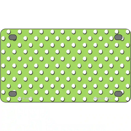 Lime Green White Polka Dot Metal Novelty License Plate 4" x 2.2" (MLP)