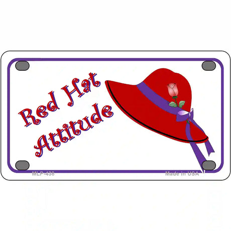 Red Hat Attitude Metal Novelty License Plate 4" x 2.2" (MLP)