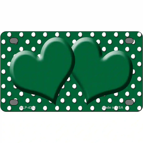 Green White Polka Dot Center Hearts Metal Novelty License Plate 4" x 2.2" (MLP)