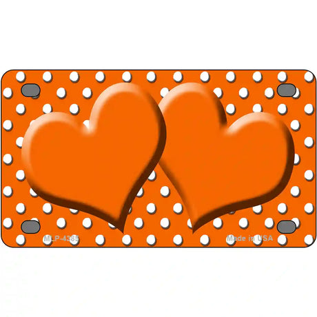 Orange White Polka Dot Center Hearts Metal Novelty License Plate 4" x 2.2" (MLP)