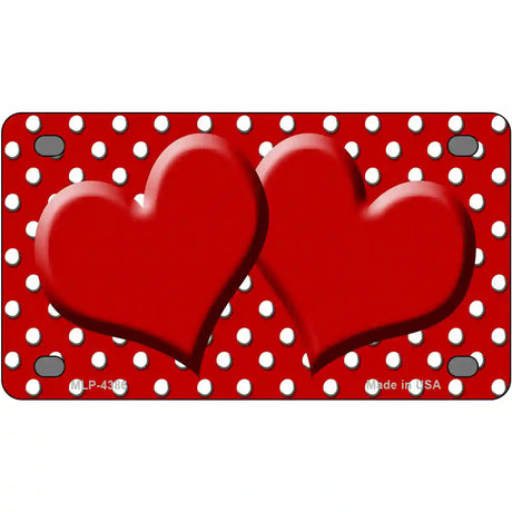 Red White Polka Dot Center Hearts Metal Novelty License Plate 4" x 2.2" (MLP)