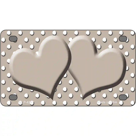 Tan White Polka Dot Center Hearts Metal Novelty License Plate 4" x 2.2" (MLP)