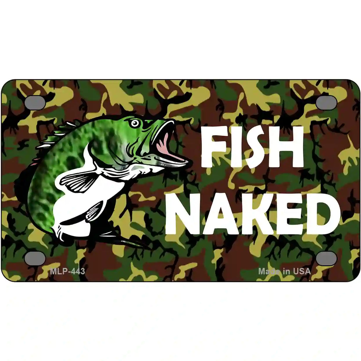 Fish Naked Metal Novelty License Plate 4" x 2.2" (MLP)