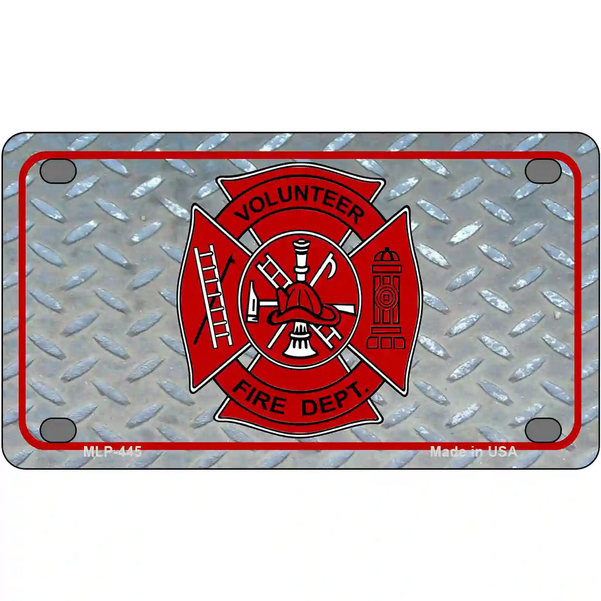 Volunteer Fire Dept Metal Novelty License Plate 4" x 2.2" (MLP)