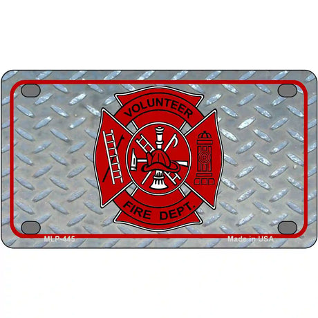 Volunteer Fire Dept Metal Novelty License Plate 4" x 2.2" (MLP)