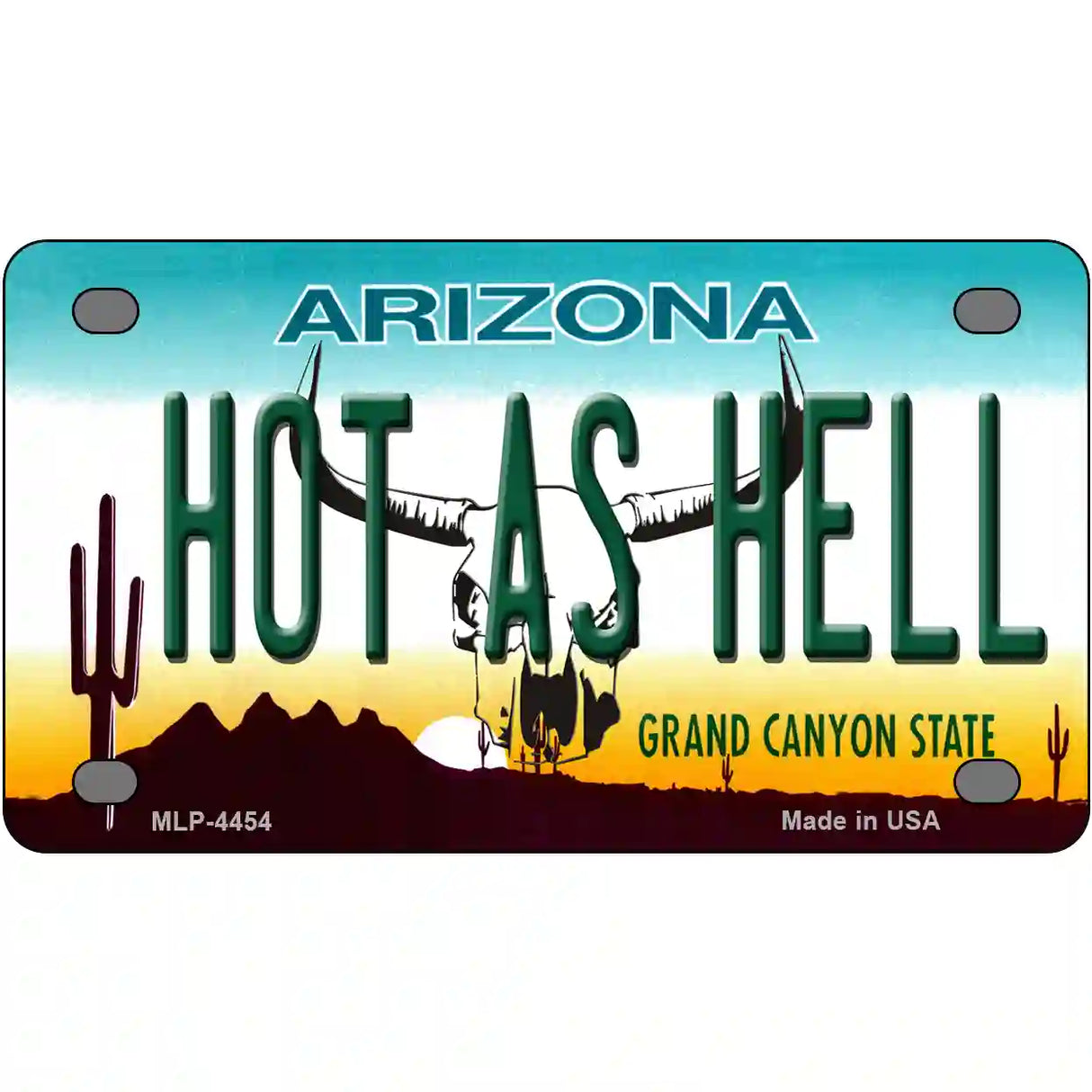 Hot As Hell Arizona Novelty Metal License Plate 4" x 2.2" (MLP)