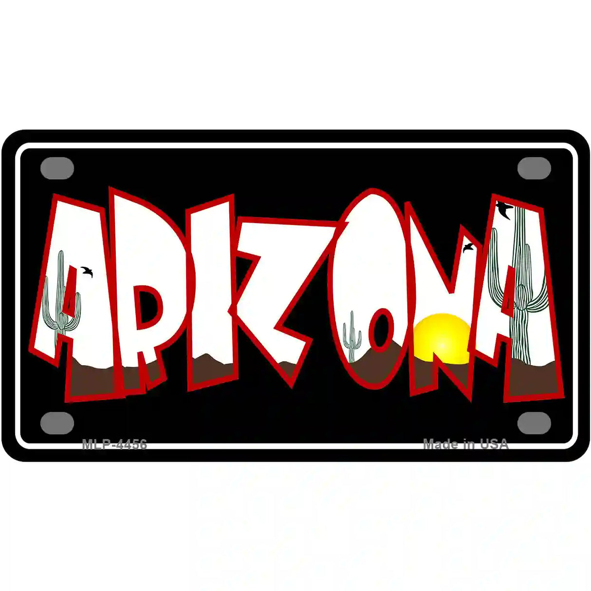 Arizona Black Metal Novelty License Plate 4" x 2.2" (MLP)