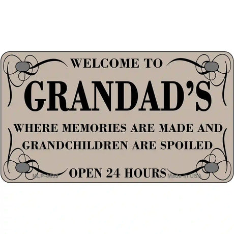 Welcome To Grandads Metal Novelty License Plate 4" x 2.2" (MLP)