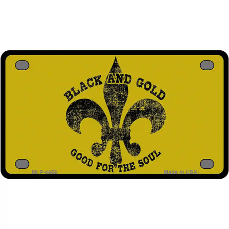 Saints Fleur De Lis Gold Metal Novelty License Plate 4" x 2.2" (MLP)