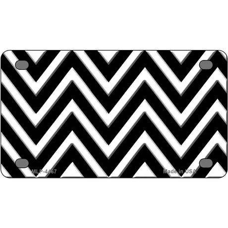 Black White Chevron Metal Novelty License Plate LP-4467 4" x 2.2" (MLP)