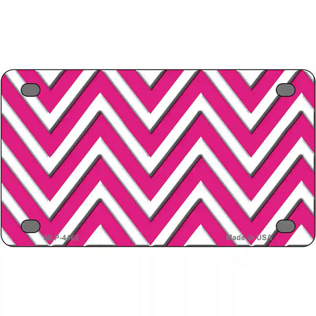 Pink White Chevron Metal Novelty License Plate LP-4468 4" x 2.2" (MLP)