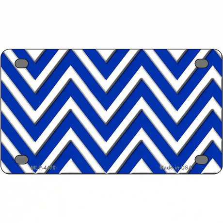 Blue White Chevron Metal Novelty License Plate LP-4470 4" x 2.2" (MLP)