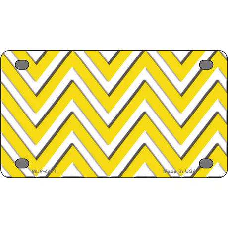 Yellow White Chevron Metal Novelty License Plate LP-4471 4" x 2.2" (MLP)