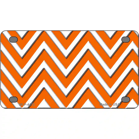 Orange White Chevron Metal Novelty License Plate LP-4472 4" x 2.2" (MLP)