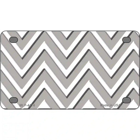 Grey White Chevron Metal Novelty License Plate LP-4474 4" x 2.2" (MLP)