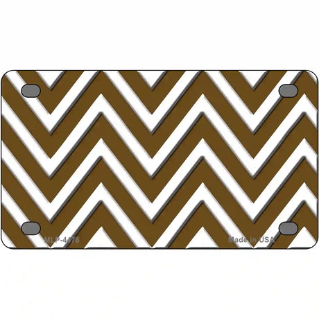 Brown White Chevron Metal Novelty License Plate LP-4476 4" x 2.2" (MLP)