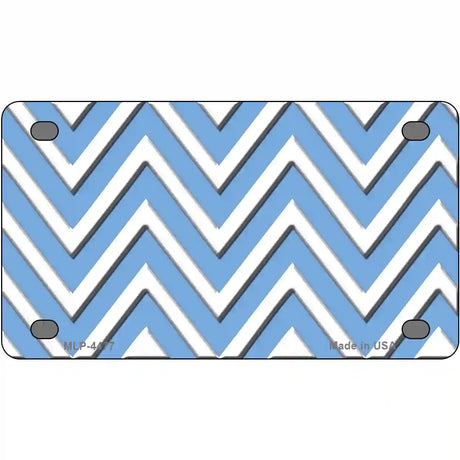 Light Blue White Chevron Metal Novelty License Plate LP-4477 4" x 2.2" (MLP)