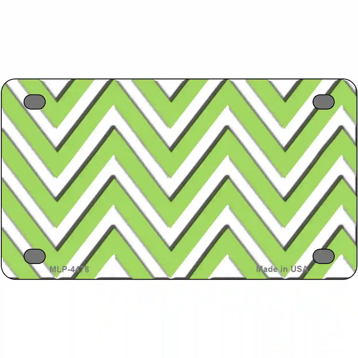 Lime Green White Chevron Metal Novelty License Plate LP-4478 4" x 2.2" (MLP)