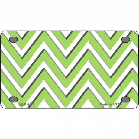 Lime Green White Chevron Metal Novelty License Plate LP-4478 4" x 2.2" (MLP)