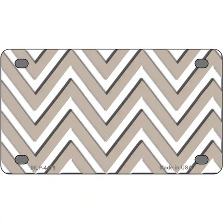 Tan White Chevron Metal Novelty License Plate LP-4479 4" x 2.2" (MLP)