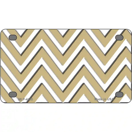 Gold White Chevron Metal Novelty License Plate LP-4480 4" x 2.2" (MLP)