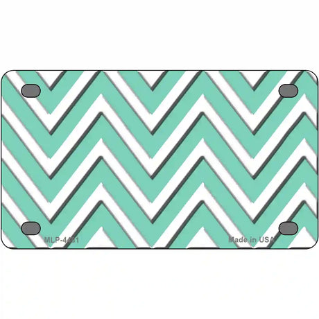 Mint White Chevron Metal Novelty License Plate LP-4481 4" x 2.2" (MLP)