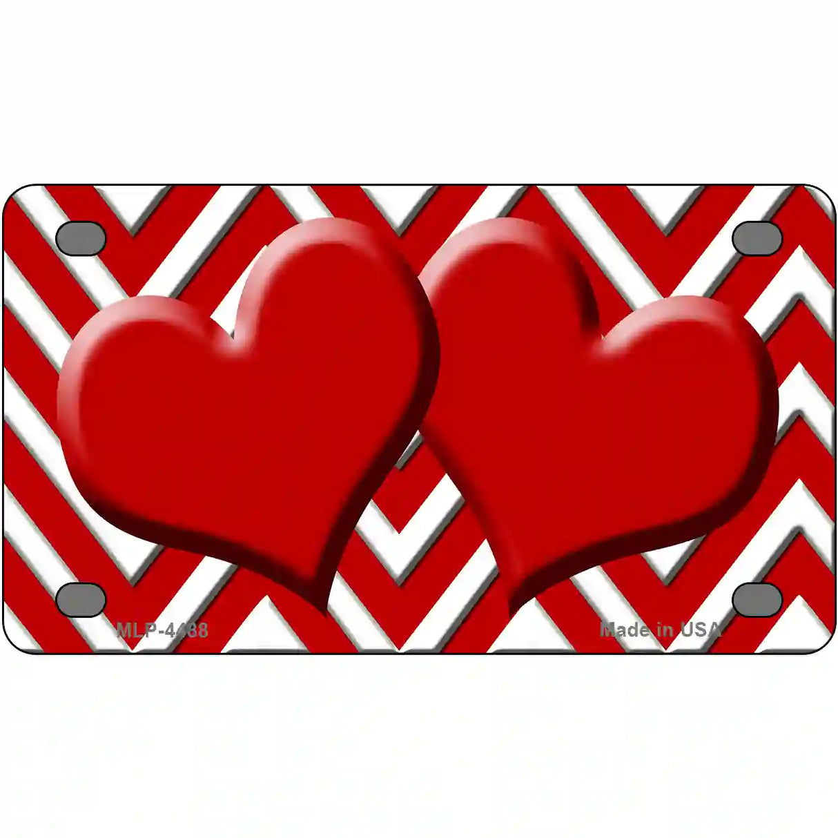 Red White Chevron Red Center Hearts Metal Novelty License Plate LP-4488 4" x 2.2" (MLP)