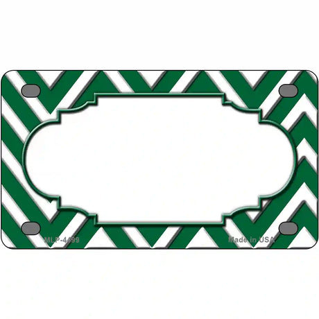 Green White Chevron Center Scallop Metal Novelty License Plate 4" x 2.2" (MLP)