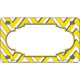 Yellow White Chevron Center Scallop Metal Novelty License Plate 4" x 2.2" (MLP)