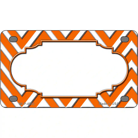 Orange White Chevron Center Scallop Metal Novelty License Plate 4" x 2.2" (MLP)