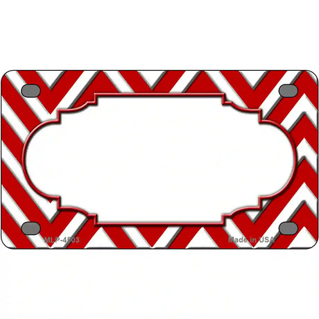 Red White Chevron Center Scallop Metal Novelty License Plate 4" x 2.2" (MLP)