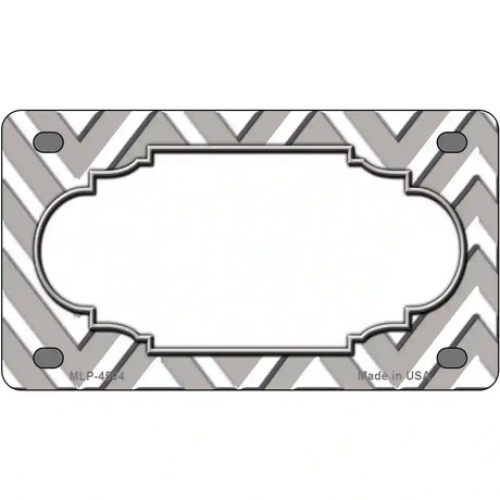 Grey White Chevron Center Scallop Metal Novelty License Plate 4" x 2.2" (MLP)