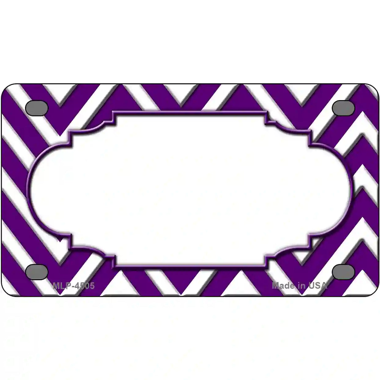 Purple White Chevron Center Scallop Metal Novelty License Plate 4" x 2.2" (MLP)