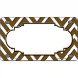 Brown White Chevron Center Scallop Metal Novelty License Plate 4" x 2.2" (MLP)